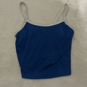 Blue crop top with white sides